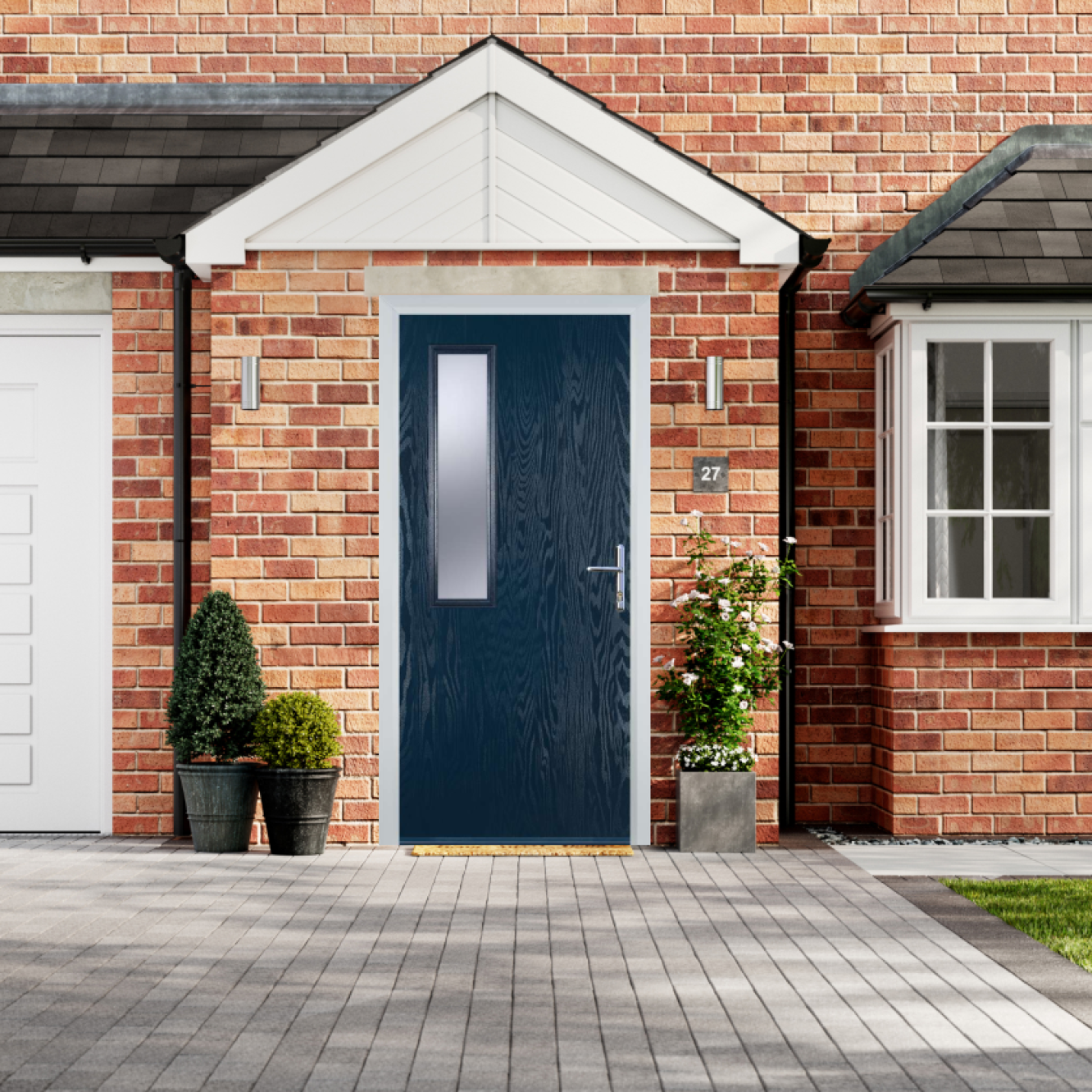 Door Stop Mid Square - Flush Grained (58) Composite Flush Door In Blue Image