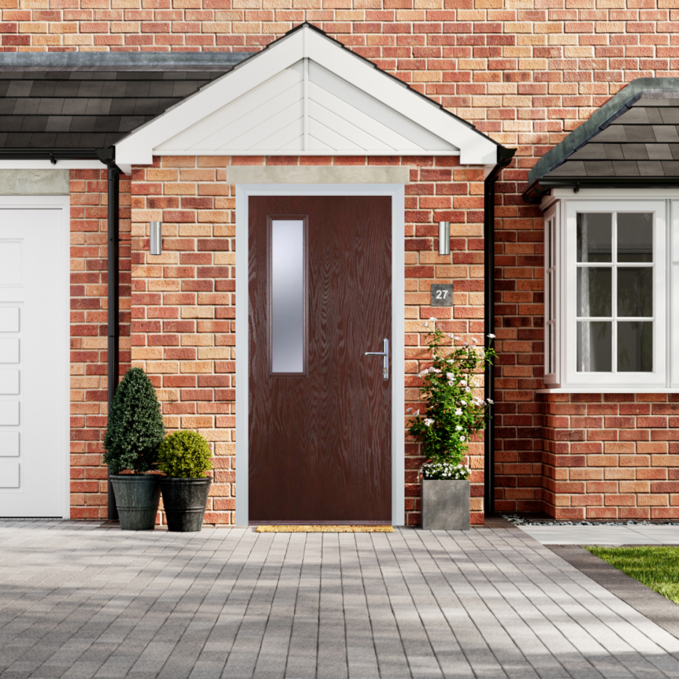 Door Stop Mid Square - Flush Grained (58) Composite Flush Door In Dark Wood Image