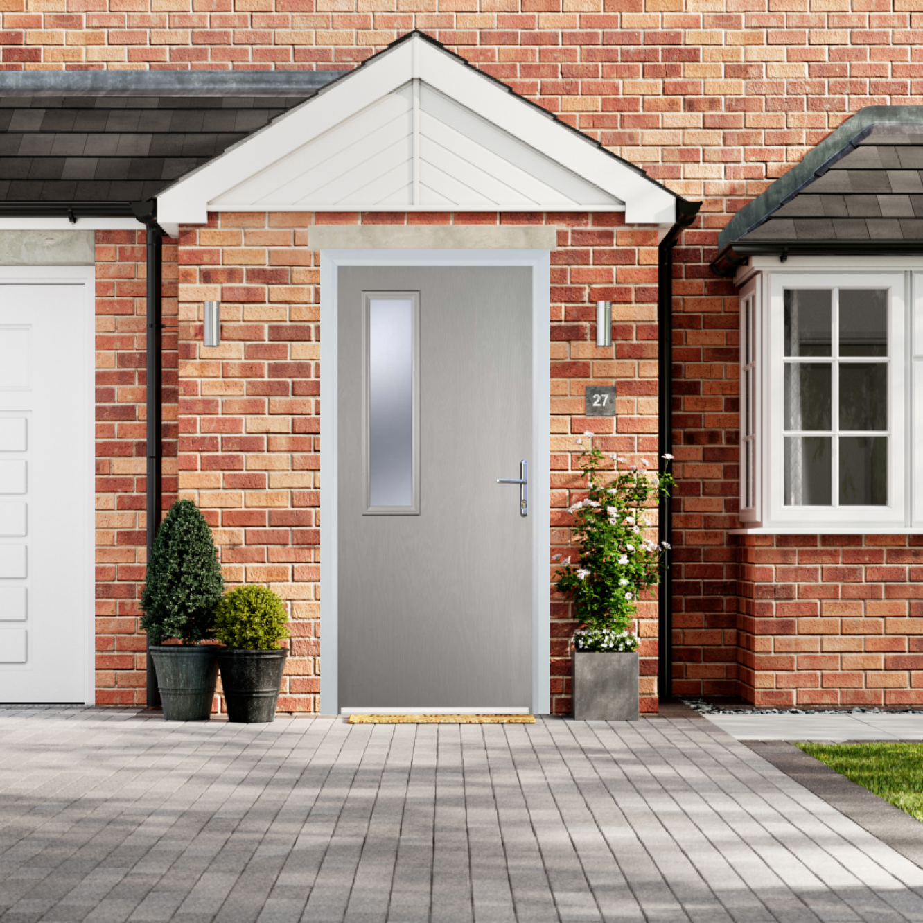 Door Stop Mid Square - Flush Grained (58) Composite Flush Door In Agate Grey Image
