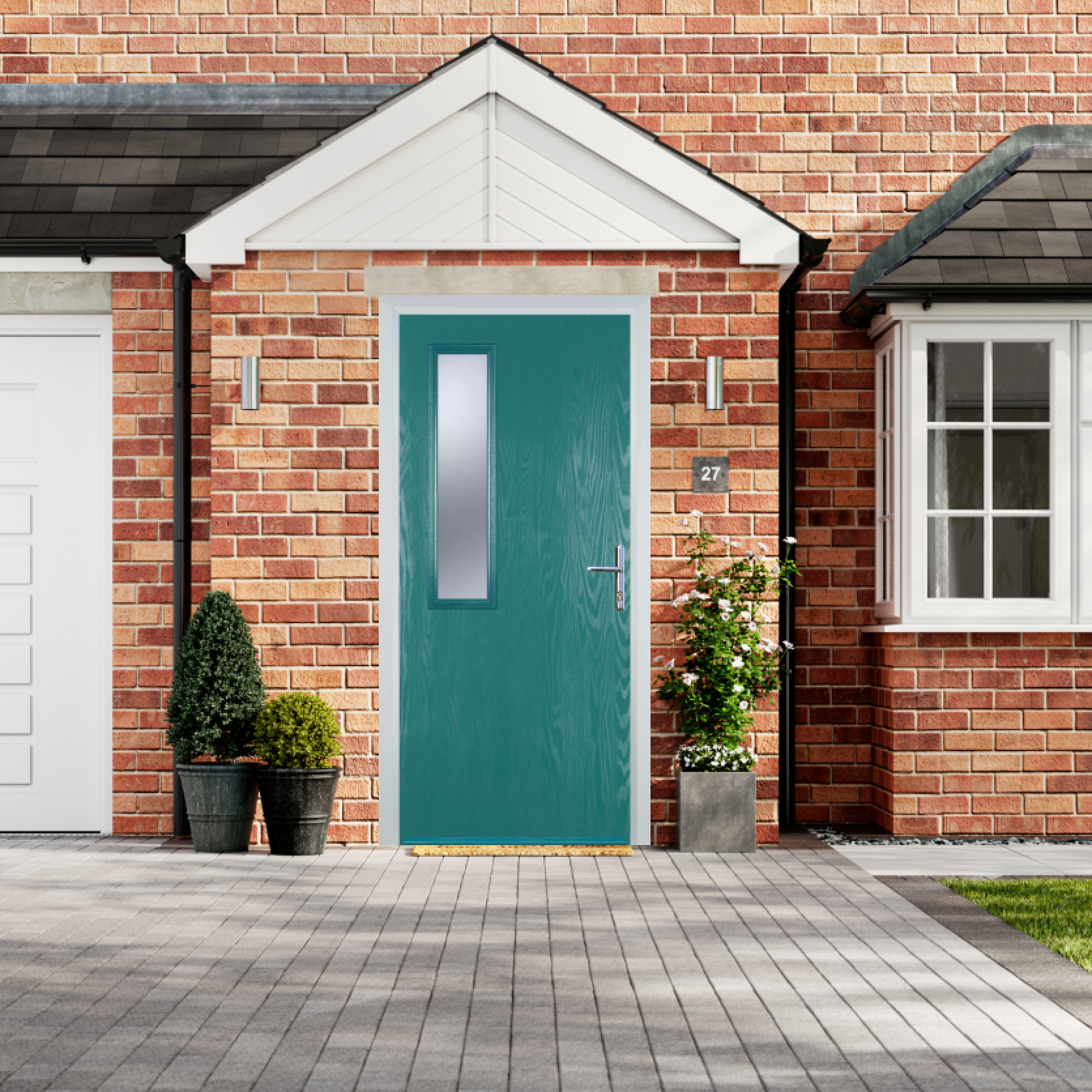 Door Stop Mid Square - Flush Grained (58) Composite Flush Door In Turquoise Blue Large
                        Image