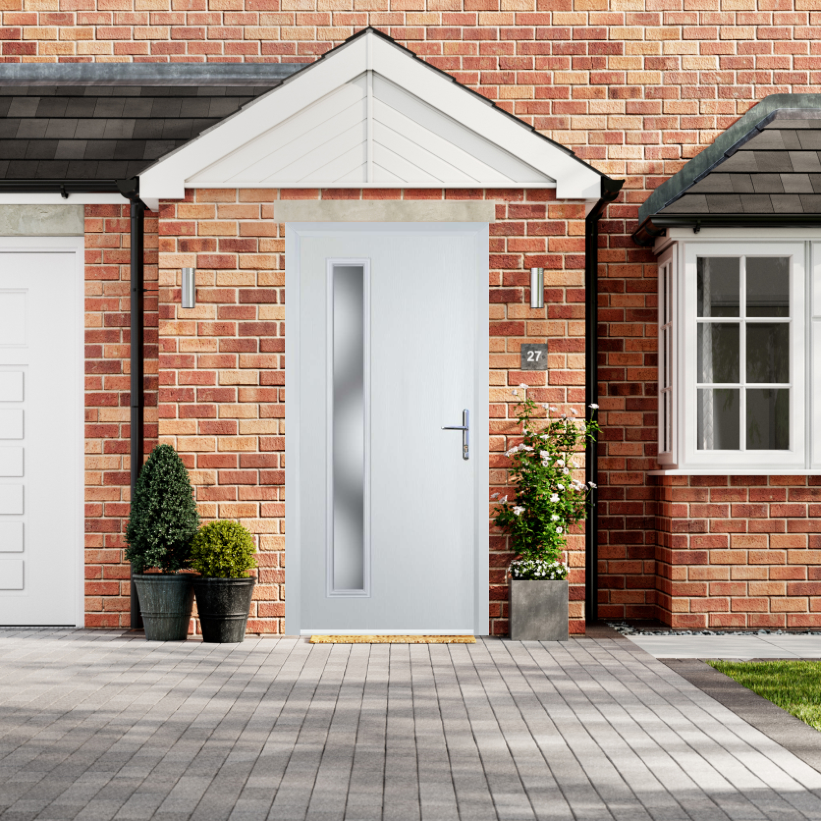 Door Stop Cottage Long - Flush Grained (60) Composite Flush Door In White Large
                        Image