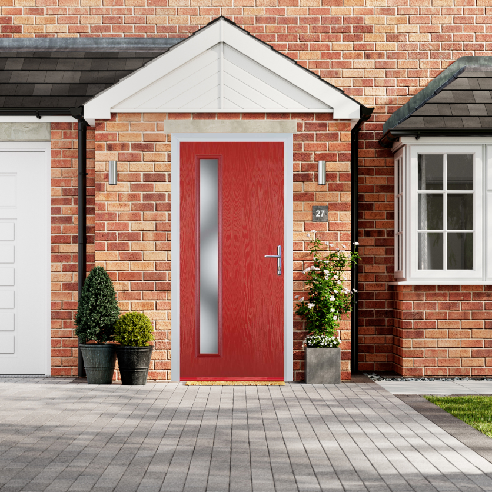 Door Stop Cottage Long - Flush Grained (60) Composite Flush Door In Red Large
                        Image