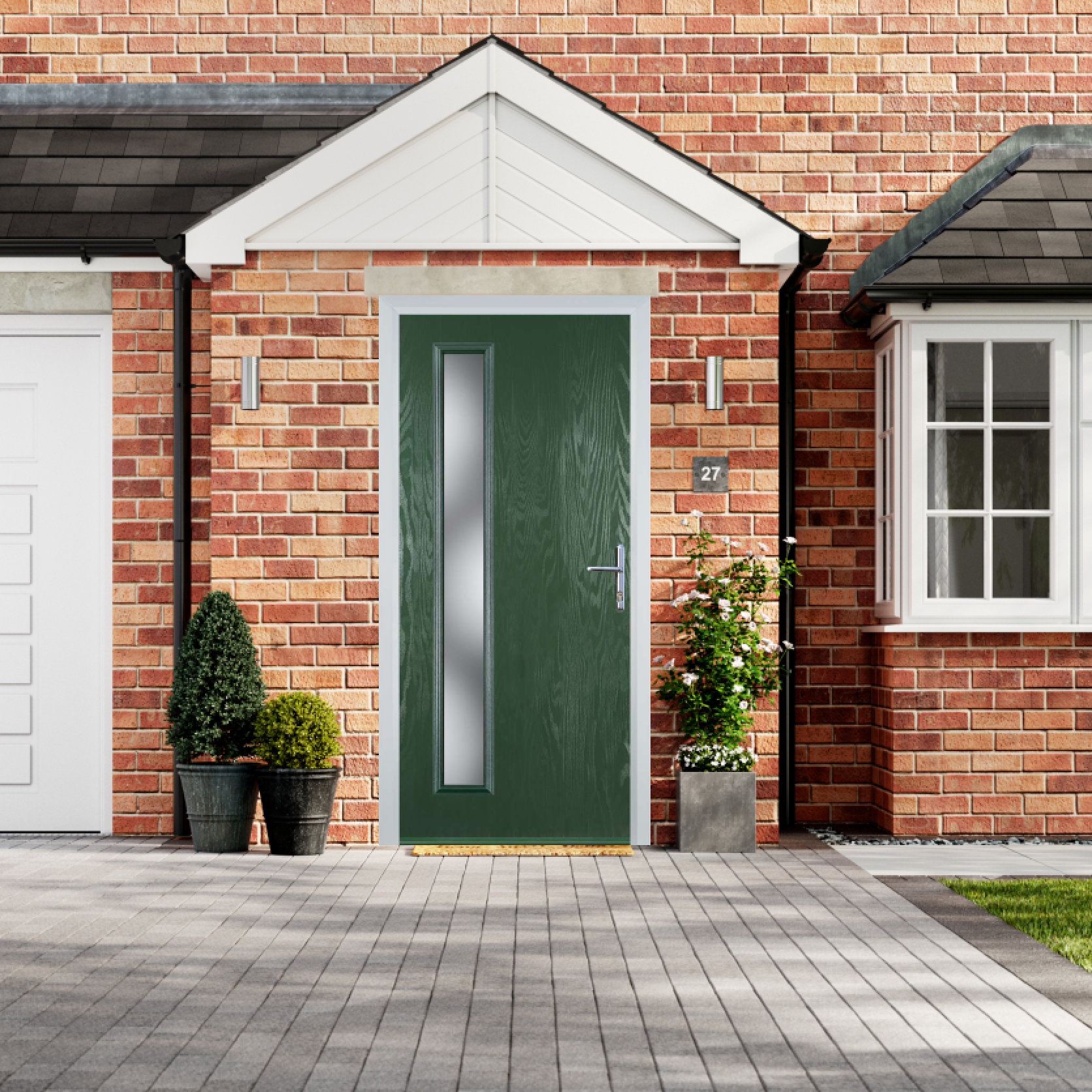 Door Stop Cottage Long - Flush Grained (60) Composite Flush Door In Green Large
                        Image