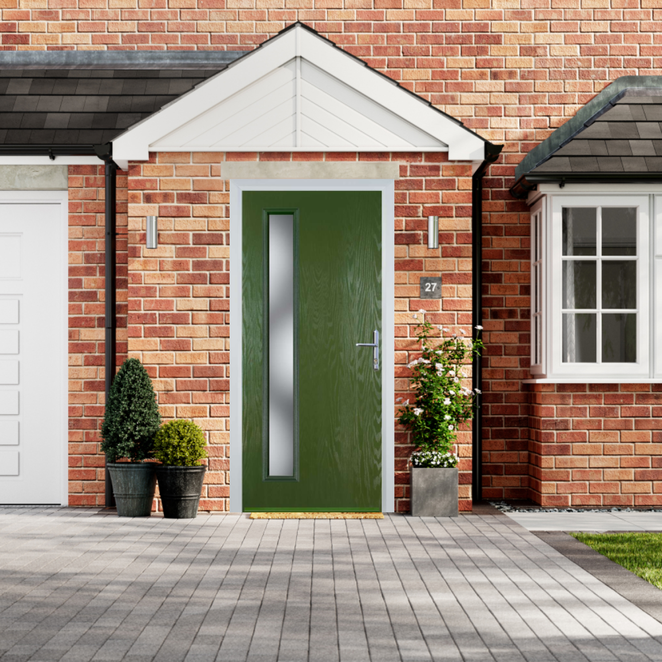 Door Stop Cottage Long - Flush Grained (60) Composite Flush Door In Fern Green Image
