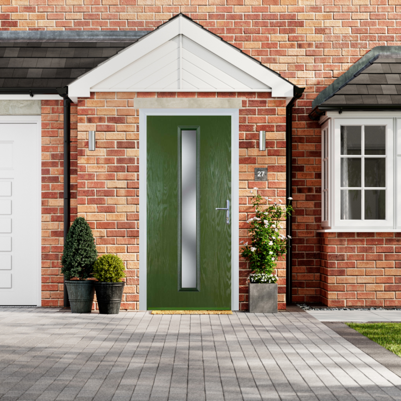 Door Stop Cottage Long - Flush Grained (59) Composite Flush Door In Fern Green Image