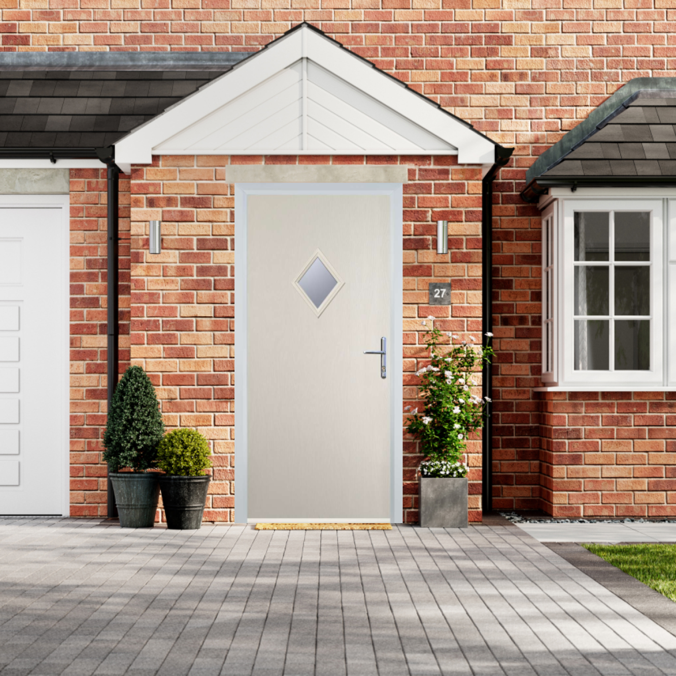 Door Stop Diamond - Flush Grained (P) Composite Flush Door In Cream Image