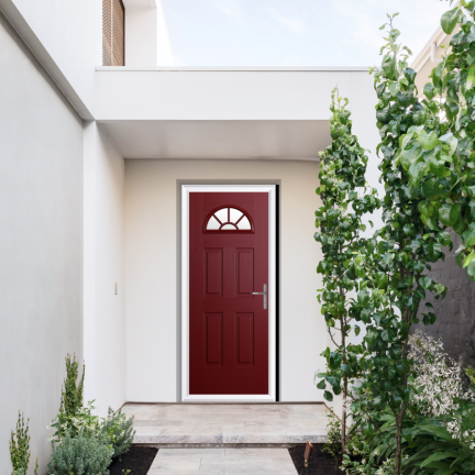 Comp Door Winslow 1 Sunburst Composite Door In Red