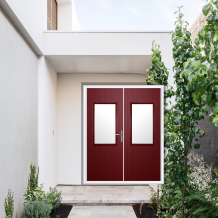 Comp Door Clifton Composite French Door In Red