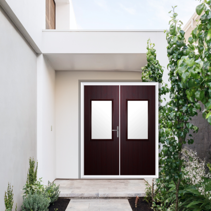 Comp Door Clifton Composite French Door In Rosewood