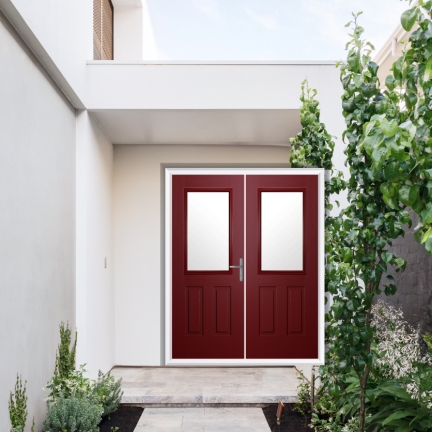 Comp Door Buxton Composite French Door In Red