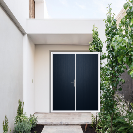 Comp Door Norfolk Solid Composite French Door In Blue