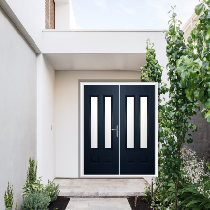 Comp Door Aston Glazed 2 Composite French Door In Blue