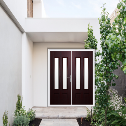 Comp Door Aston Glazed 2 Composite French Door In Rosewood