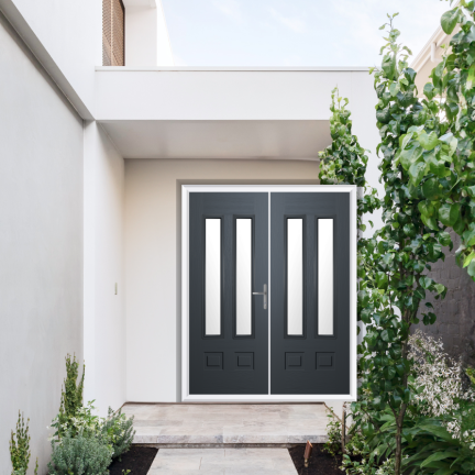 Comp Door Aston Glazed 2 Composite French Door In Slate Grey
