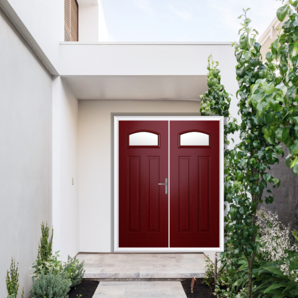 Comp Door Harlington Composite French Door In Red