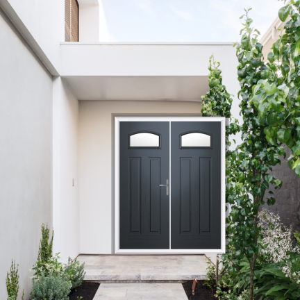 Comp Door Harlington Composite French Door In Slate Grey