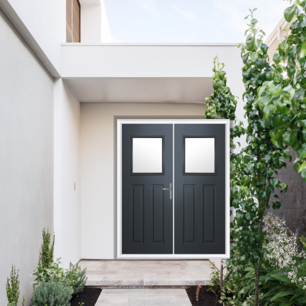 Comp Door Axwell Composite French Door In Slate Grey