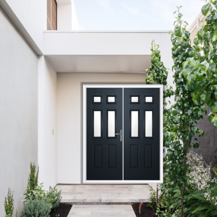 Comp Door Middleton Glazed 4 Composite French Door In Anthracite Grey