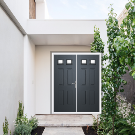 Comp Door Middleton Glazed 2 Composite French Door In Slate Grey