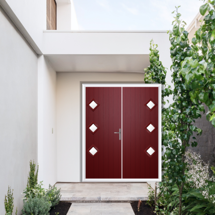 Comp Door Richmond Composite French Door In Red
