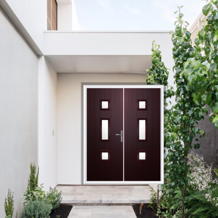 Comp Door York Composite French Door In Rosewood