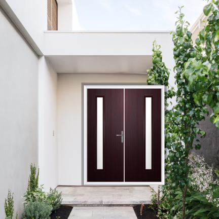 Comp Door Sutherland Composite French Door In Rosewood