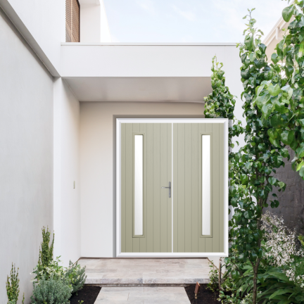 Comp Door Sutherland Composite French Door In Pebble Grey