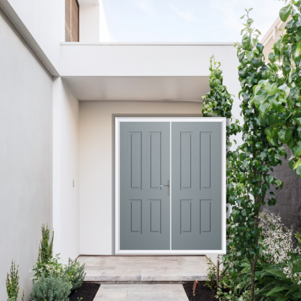 Comp Door Whitmore Solid Composite French Door In French Grey