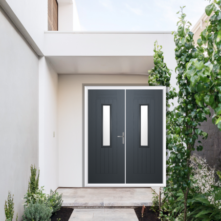 Comp Door Derry Composite French Door In Slate Grey