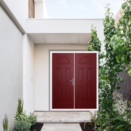 Comp Door Winslow Solid Composite French Door In Red
