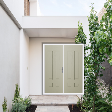 Comp Door Aston Solid Composite French Door In Pebble Grey
