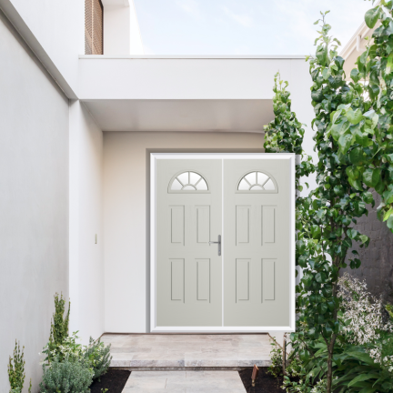 Comp Door Winslow 1 Sunburst Composite French Door In Foiled White