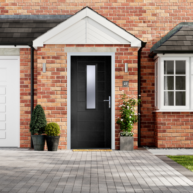 Door Stop Modern Mid Square (85) Composite Modern Door In Black Thumbnail