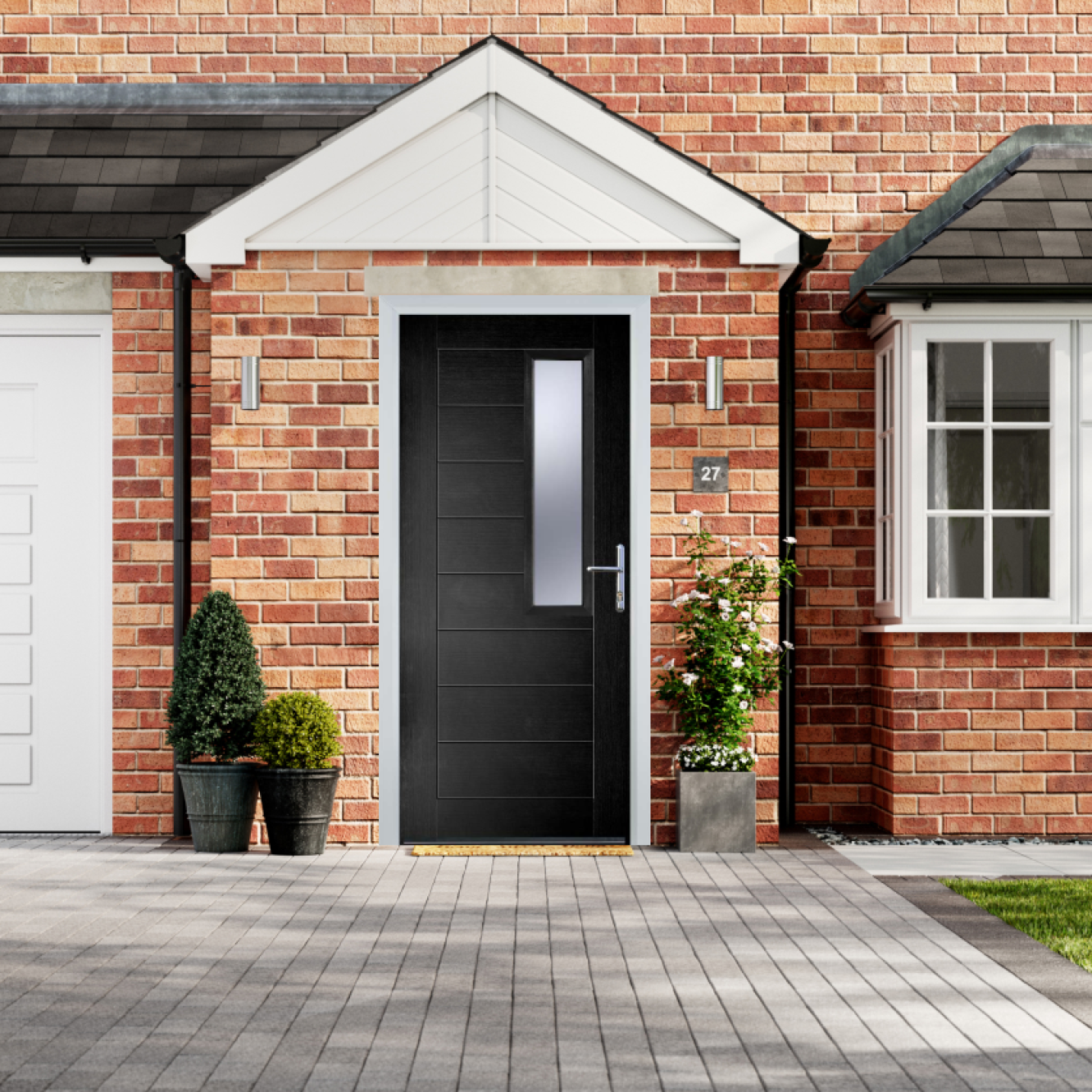Door Stop Modern Mid Square (86) Composite Modern Door In Black Image