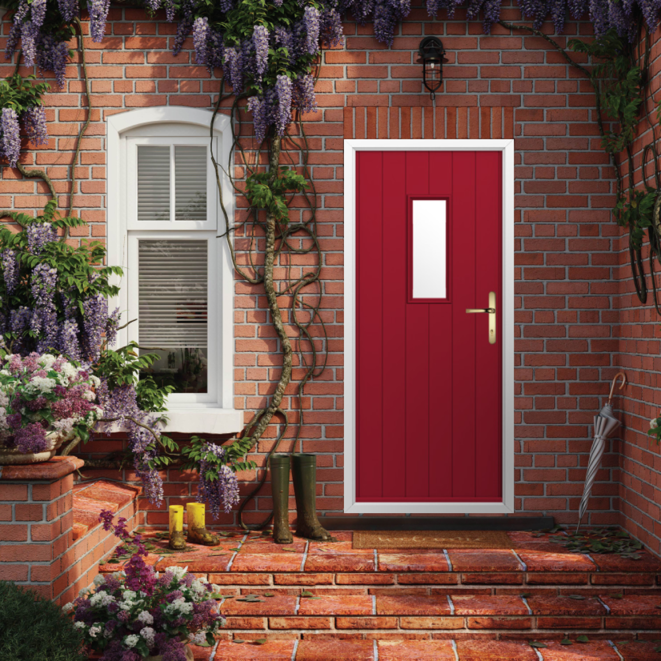 Solidor Flint 2 Composite Traditional Door In Ruby Red Image