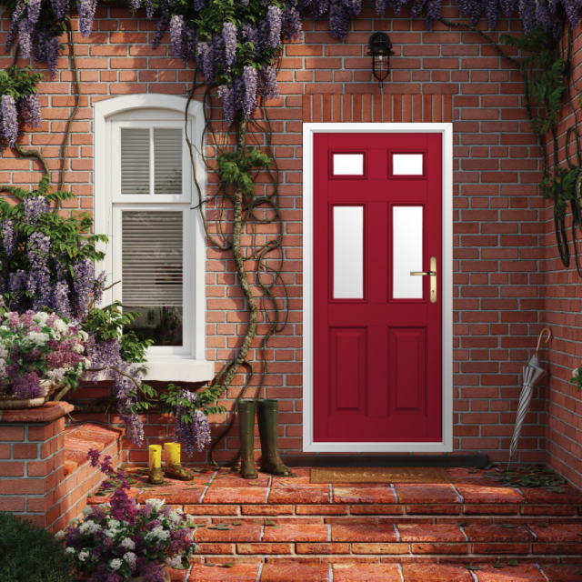 Solidor Tenby 4 Composite Traditional Door In Ruby Red Thumbnail