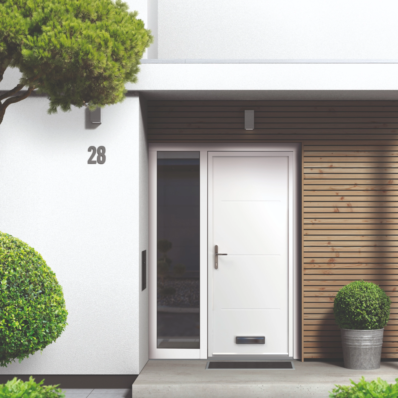 Smart Signature Abbey Square Aluminium Composite Door In Green beige (RAL 1000T) Image