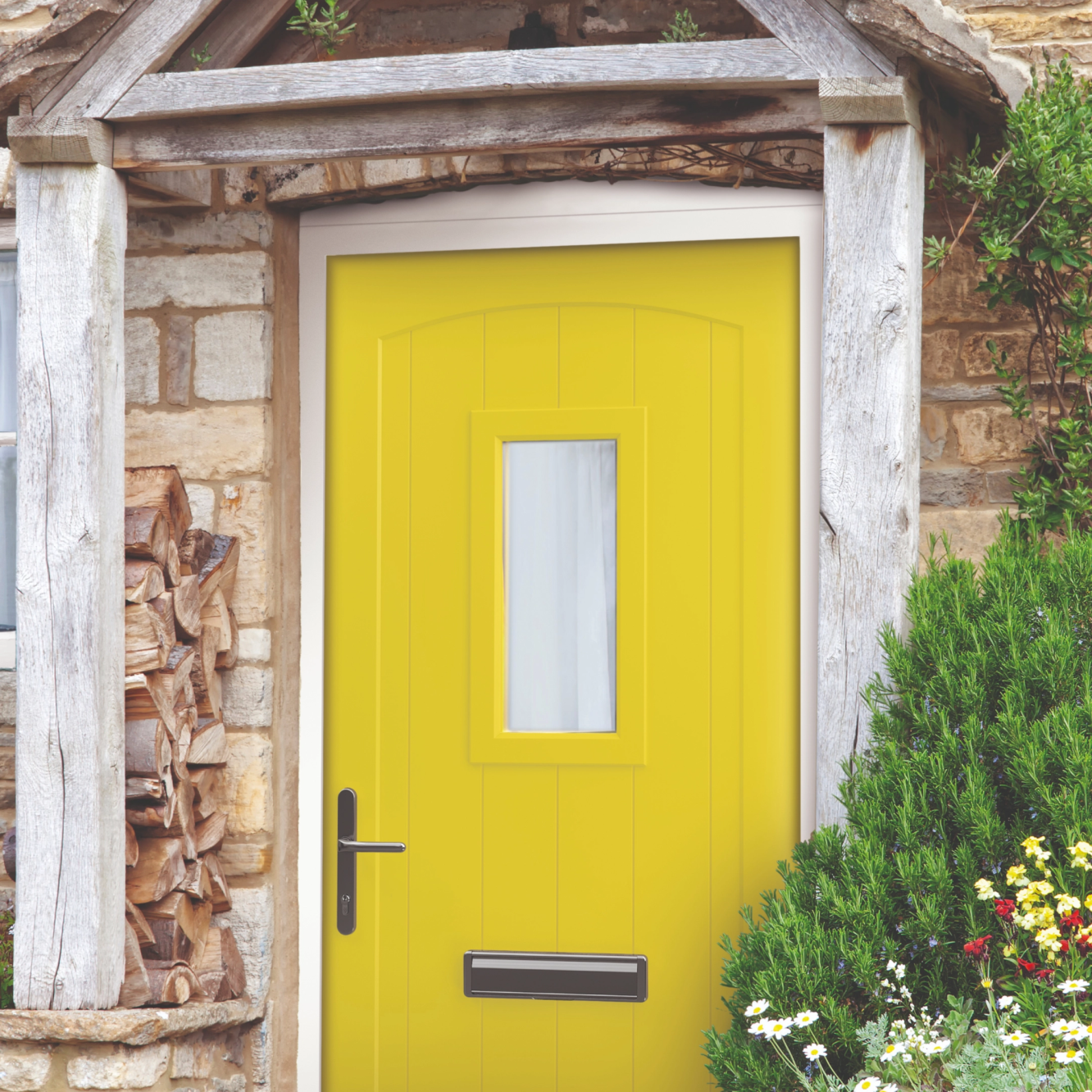 Smart Signature Abbey Square Aluminium Composite Door In Green beige (RAL 1000T) Image