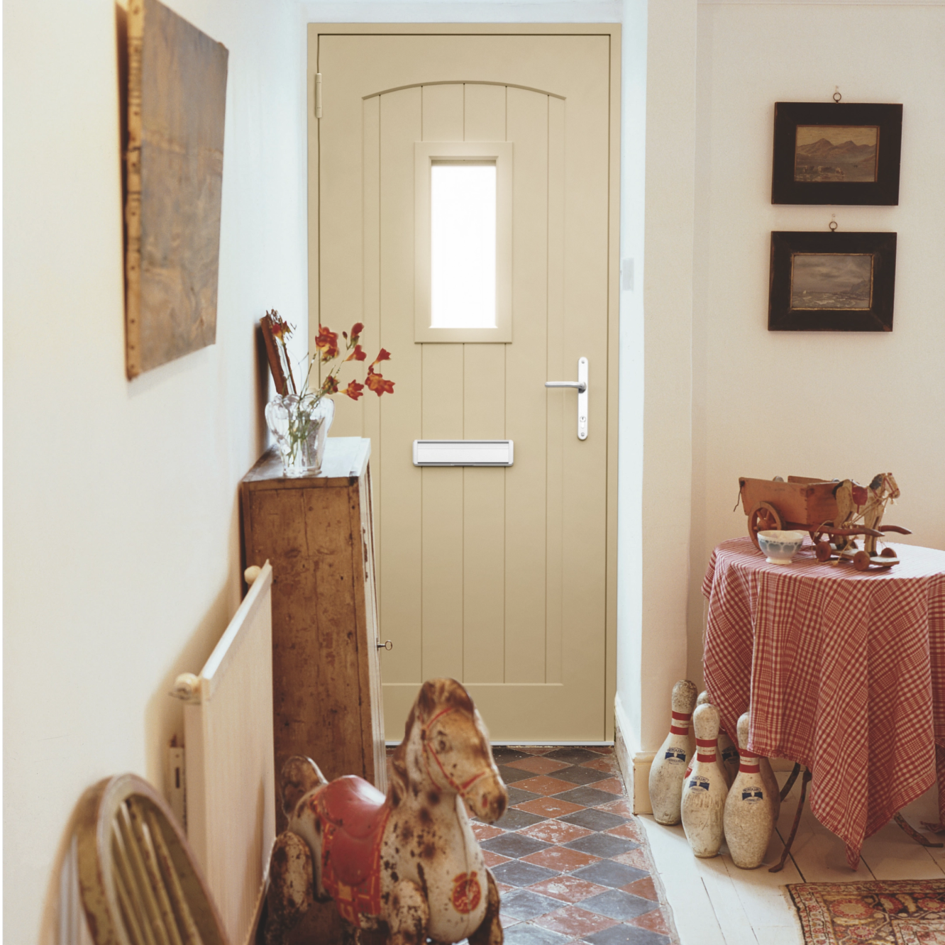Smart Signature Abbey Square Aluminium Composite Door In Green beige (RAL 1000T) Image