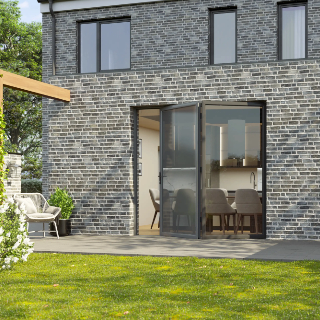 Smart Visofold 5 Pane Bi-Fold Door In Grey (Matt) - (3500mm x 1700mm) Image