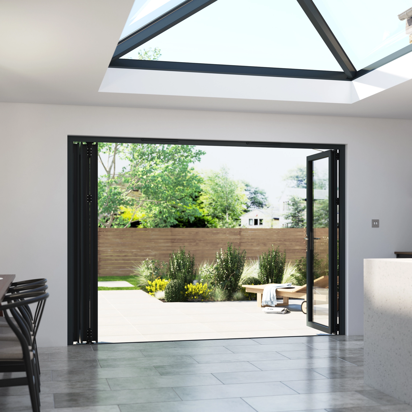 Korniche 6 Pane Bi-Fold Door In White (Satin) - All Doors Fold Right to Left (4400mm x 1091mm) Image
