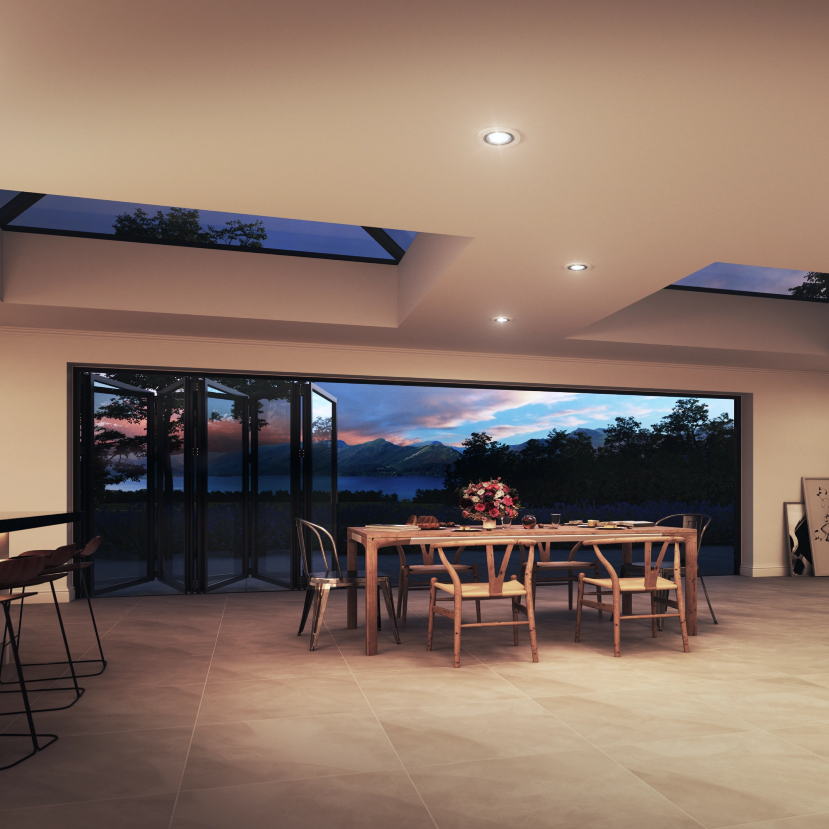 Korniche 6 Pane Bi-Fold Door In White (Satin) - All Doors Fold Right to Left (4400mm x 1091mm) Large
                        Image