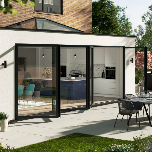 Korniche 7 Pane Bi-Fold Door In White (Satin) - All Doors Fold Right to Left (4400mm x 1810mm) Thumbnail