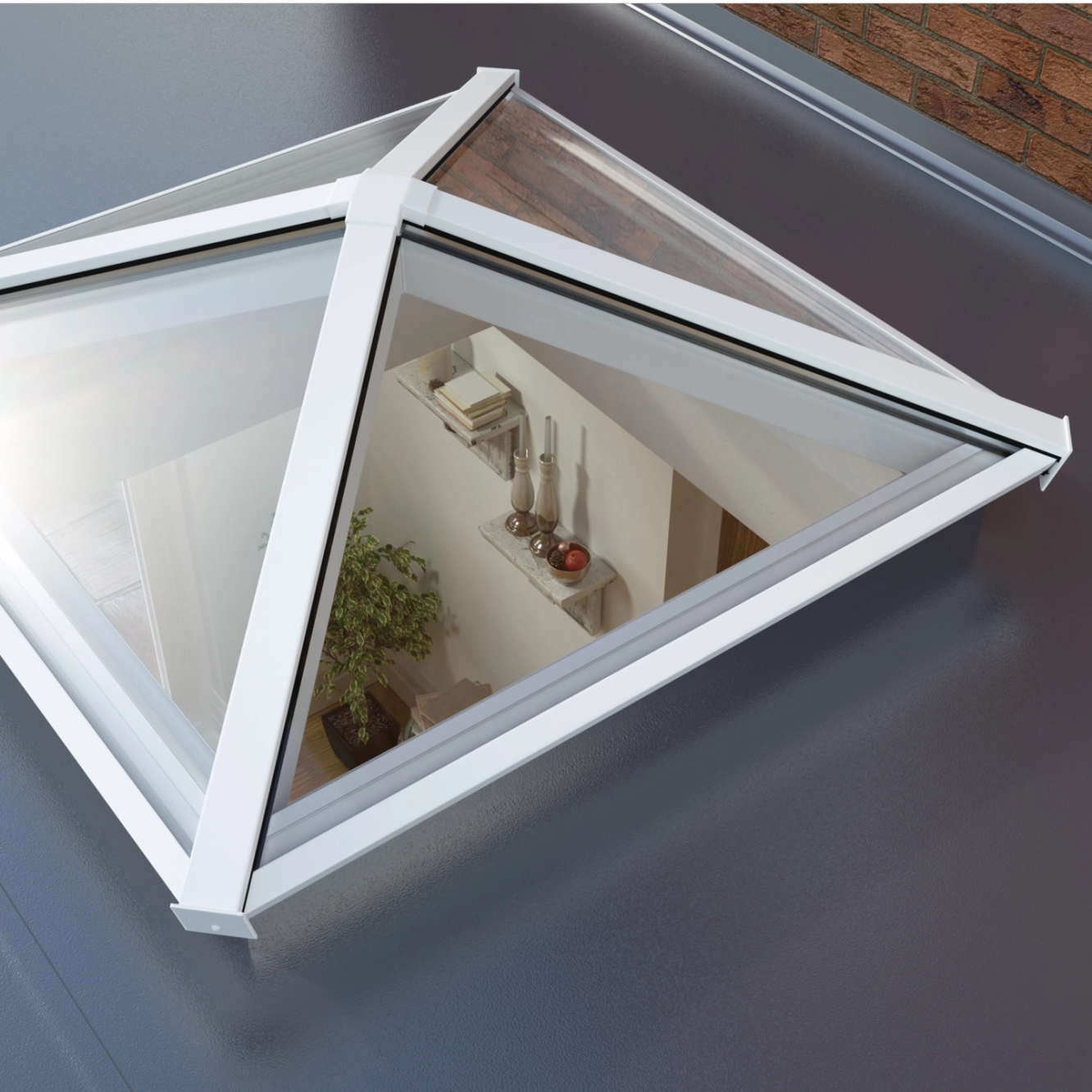 Atlas Square/Pyramid Lantern (1000mm x 1000mm) In Grey (Ral 7016) - Double Glazed - Easy clean Solar Neutral Image