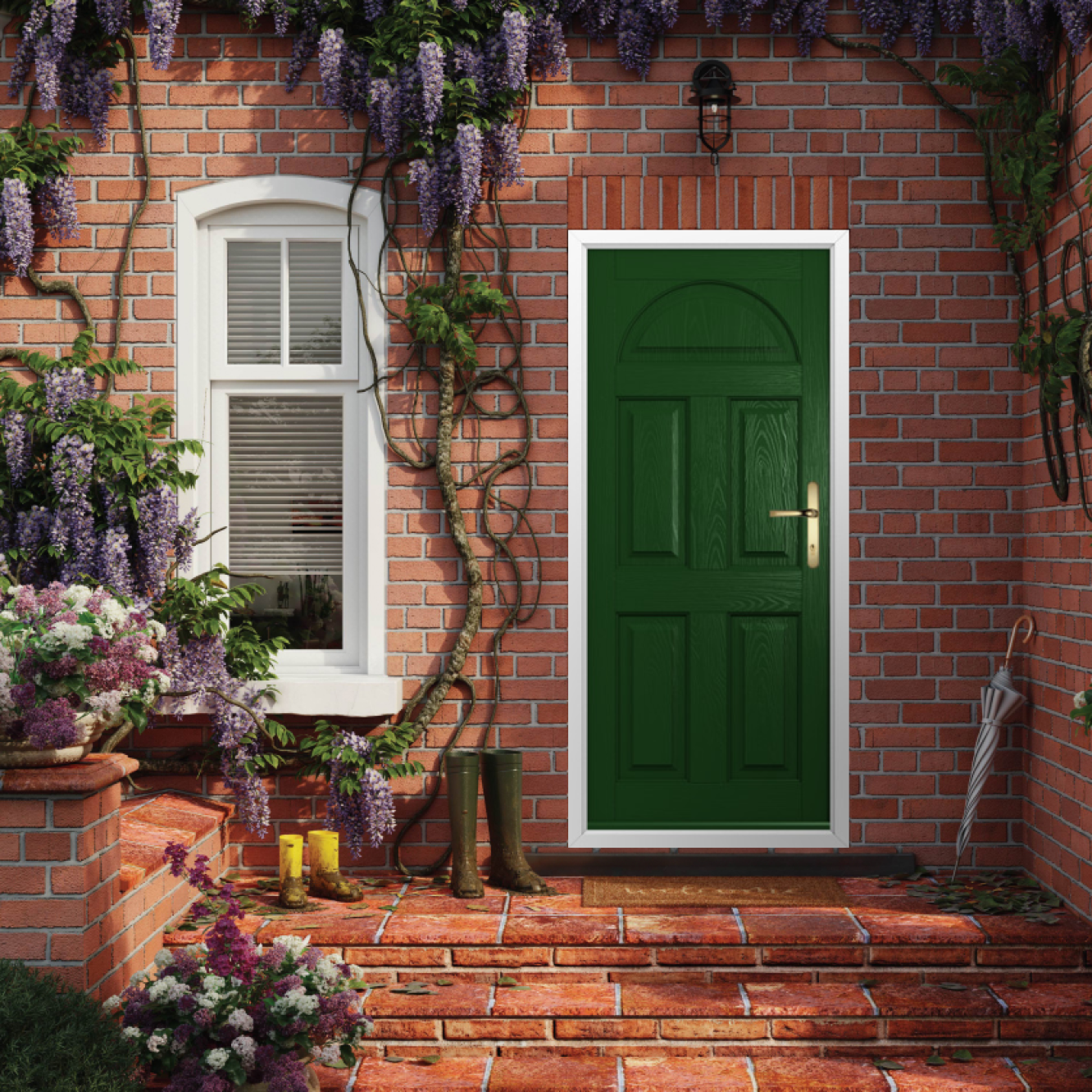 Solidor Conway Solid Composite Traditional Door In Green Image
