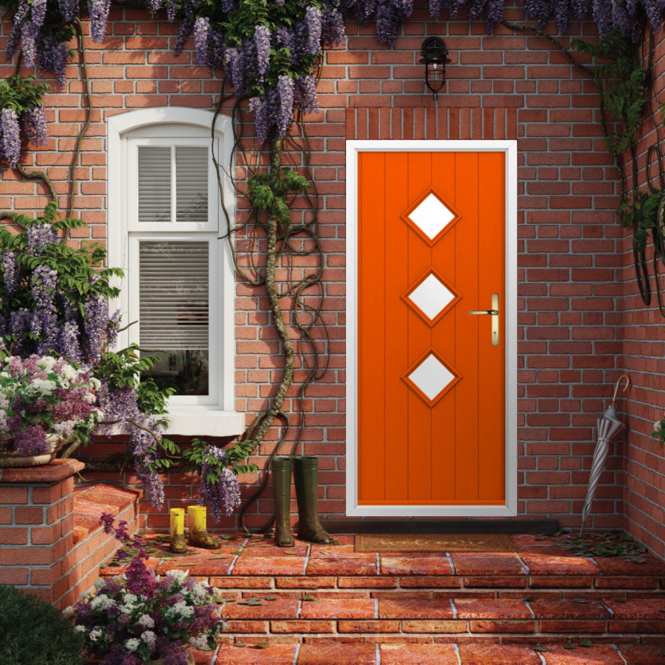 Solidor Flint 3 Composite Traditional Door In Tangerine Image