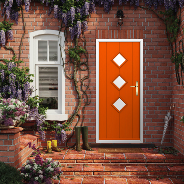 Solidor Flint 3 Composite Traditional Door In Tangerine Thumbnail