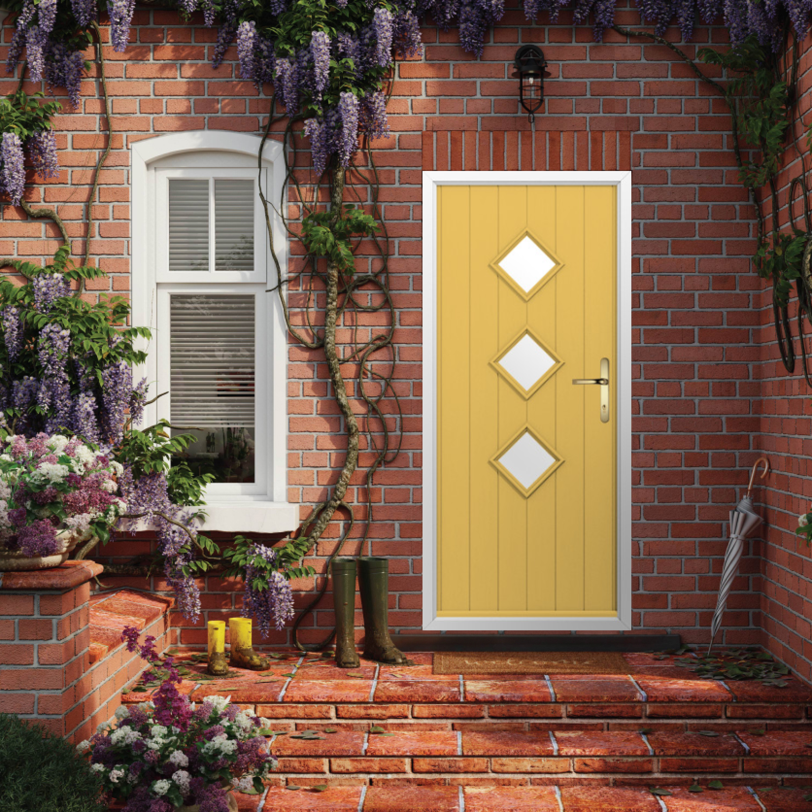 Solidor Flint 3 Composite Traditional Door In Buttercup Yellow Large
                        Image