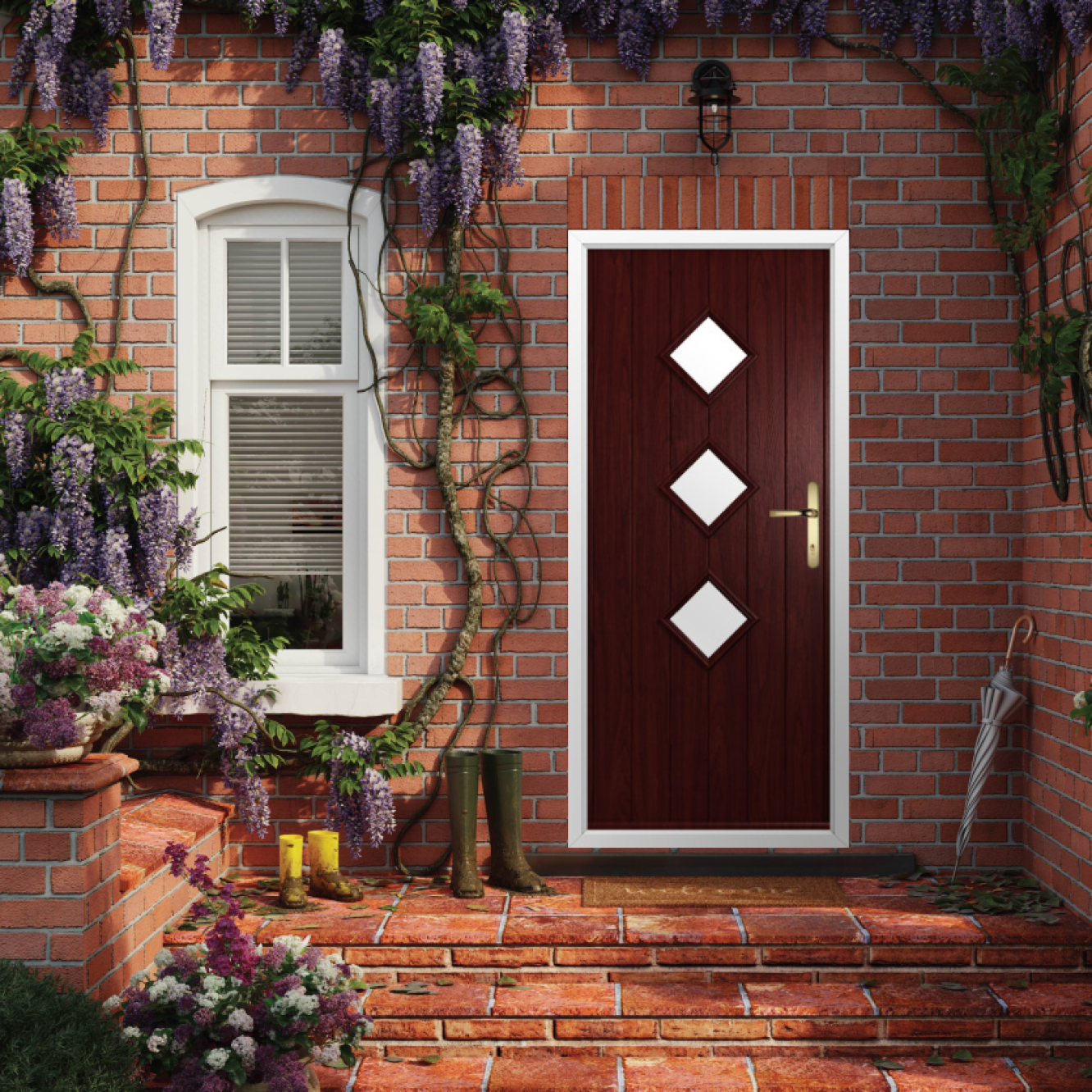 Solidor Flint 3 Composite Traditional Door In Rosewood Image