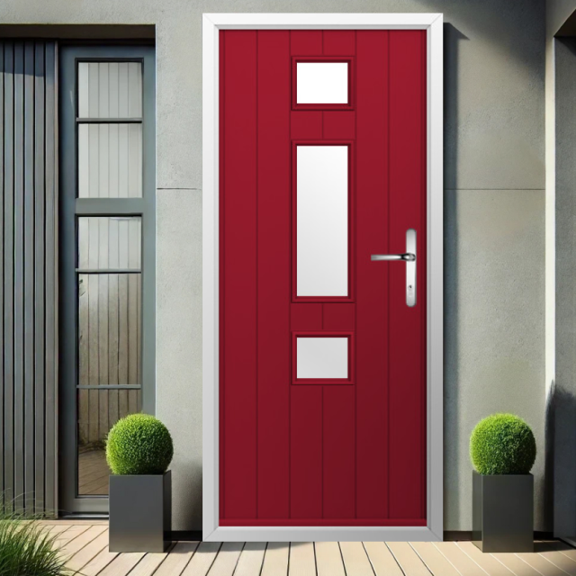 Solidor Genoa Composite Contemporary Door In Ruby Red Thumbnail